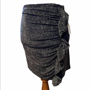 Renvy black and silver lurex skirt with ruffle